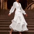 thumbnail image 3 of Robe Maxi à Manches Longues pour Femmes Décontractée d'Été Col en V Profond Robe Maxi à Manches Longues Couleur Unie Col Noué Robes Longues d'Été Décontractées Robes Maxi d'Été Décontractées, 3 of 9