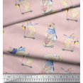 thumbnail image 2 of Soimoi Cotton Cambric Fabric Cycle,Rabbit & Bear Kids Print Fabric by the Yard 42 Inch Wide, 2 of 2
