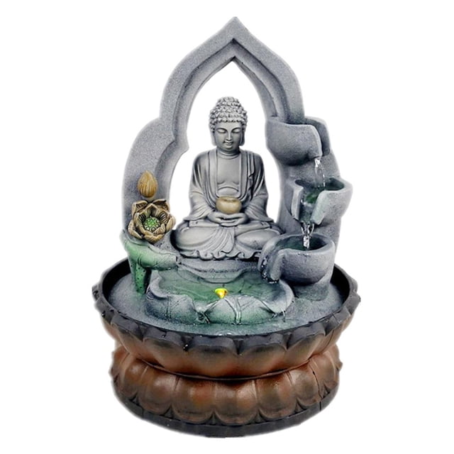 Tabletop Fountain Buddha Waterfall Ornament Indoor Waterfall Feature Calming Relaxing Water Sound Sleeping Decoration Buddha Statue Home Decor