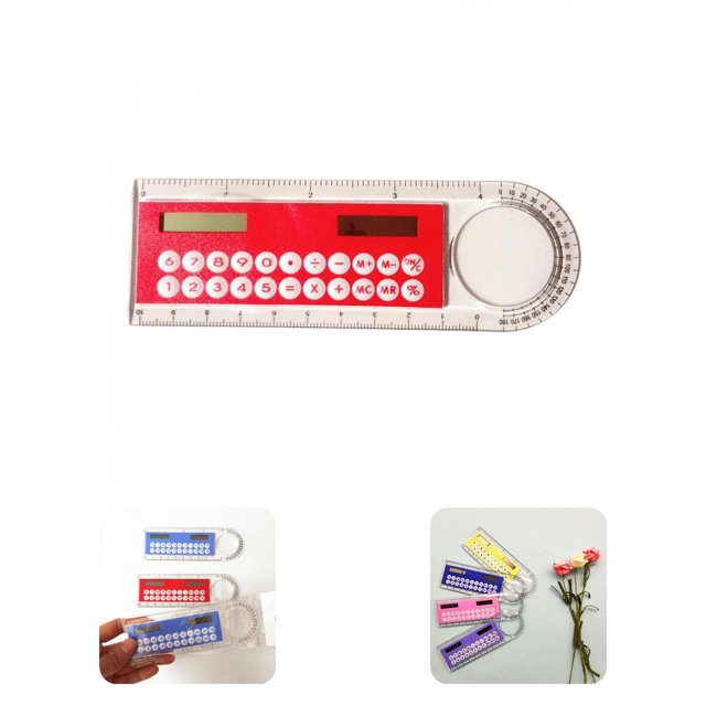 Solar Ruler Calculator Multifunctional Large Display Screen Stationery 3 in 1 10cm Length Solar Card Ruler for School