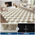 thumbnail image 2 of Checkered Rug 8x10 for Living Room, Modern Plush Shag Rug Washable Non-Slip Large Area Rug Super Soft Indoor Fuzzy Carpet Fluffy Rugs for Bedroom Home Aesthetic Decor,Taupe-White, 2 of 9