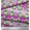 thumbnail image 2 of Soimoi Moss Georgette Fabric Leaves & Magnolia Floral Decor Fabric Printed Yard 42 Inch Wide, 2 of 5