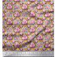 thumbnail image 1 of Soimoi Tissu Poly Georgette Imprimé Feuilles & Roses au Mètre 42 Pouces de Large, 1 of 3