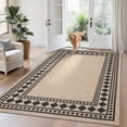 thumbnail image 1 of Garvee 5'x7' Modern Bordered Rug Solid Area Rug, Geometric Washable Rugs Stain Resistant Low Pile Rug Non Slip Indoor Outdoor Carpet for Living Room Bedroom Home Office, Jute, 1 of 8