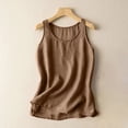 thumbnail image 2 of Plebaso Camisoles pour Femmes en Coton et Lin Sans Manches à Col Rond Blouses Décontractées Amples d'Été T-Shirts Basiques, 2 of 3