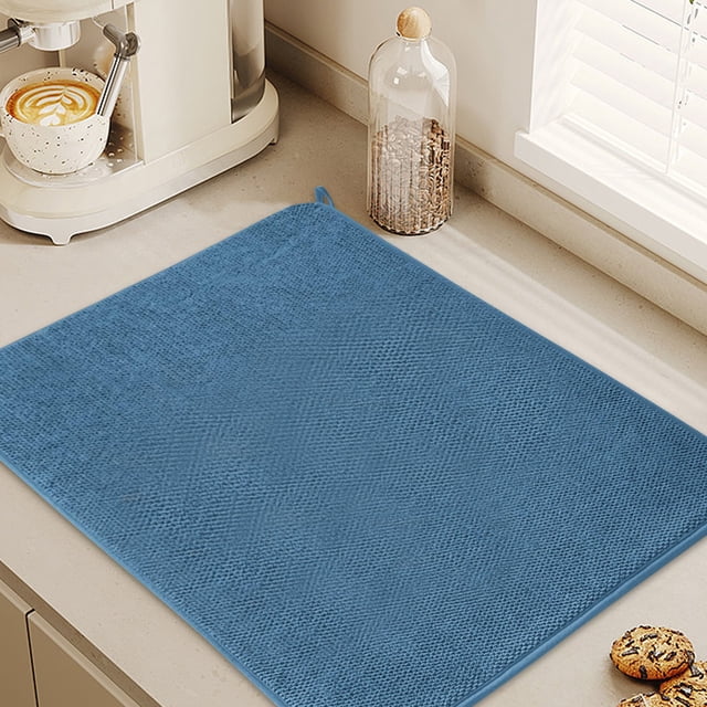 Blue B style, 38*50cm, 2 pieces, Dish Drying Mat 20 X 15 Inch Absorbent Microfiber Dishes Drainer Mats Large Size Dish Drying For Kitchen Counter Rack Countertops, 1 microfiber dish drying mat * 2