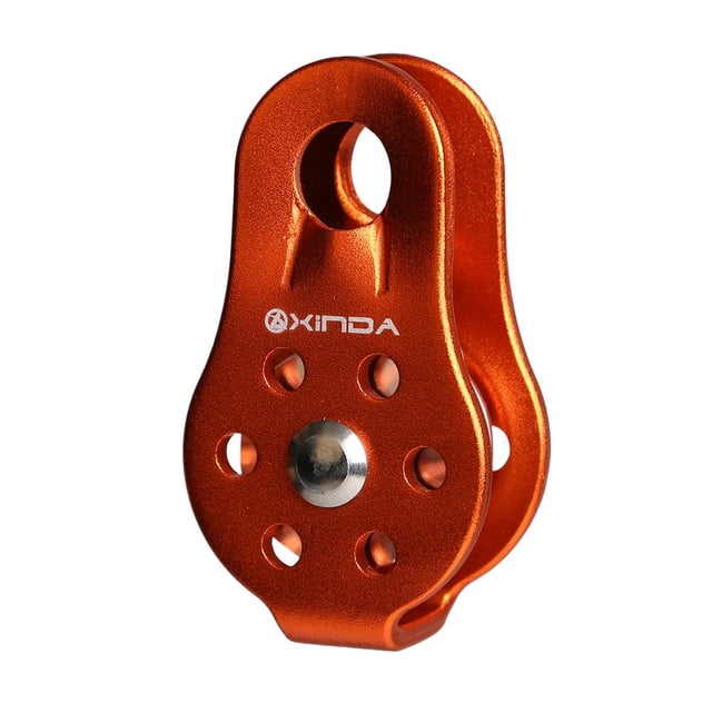 S SERENABLE 20KN Aluminium Tree Rock Climbing Abseiling Single Pulley Ball Bearing - Red Orange