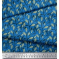thumbnail image 2 of Soimoi Blue Poly Georgette Fabric Leaves & Clover Floral Decor Fabric Printed Yard 52 Inch Wide, 2 of 5