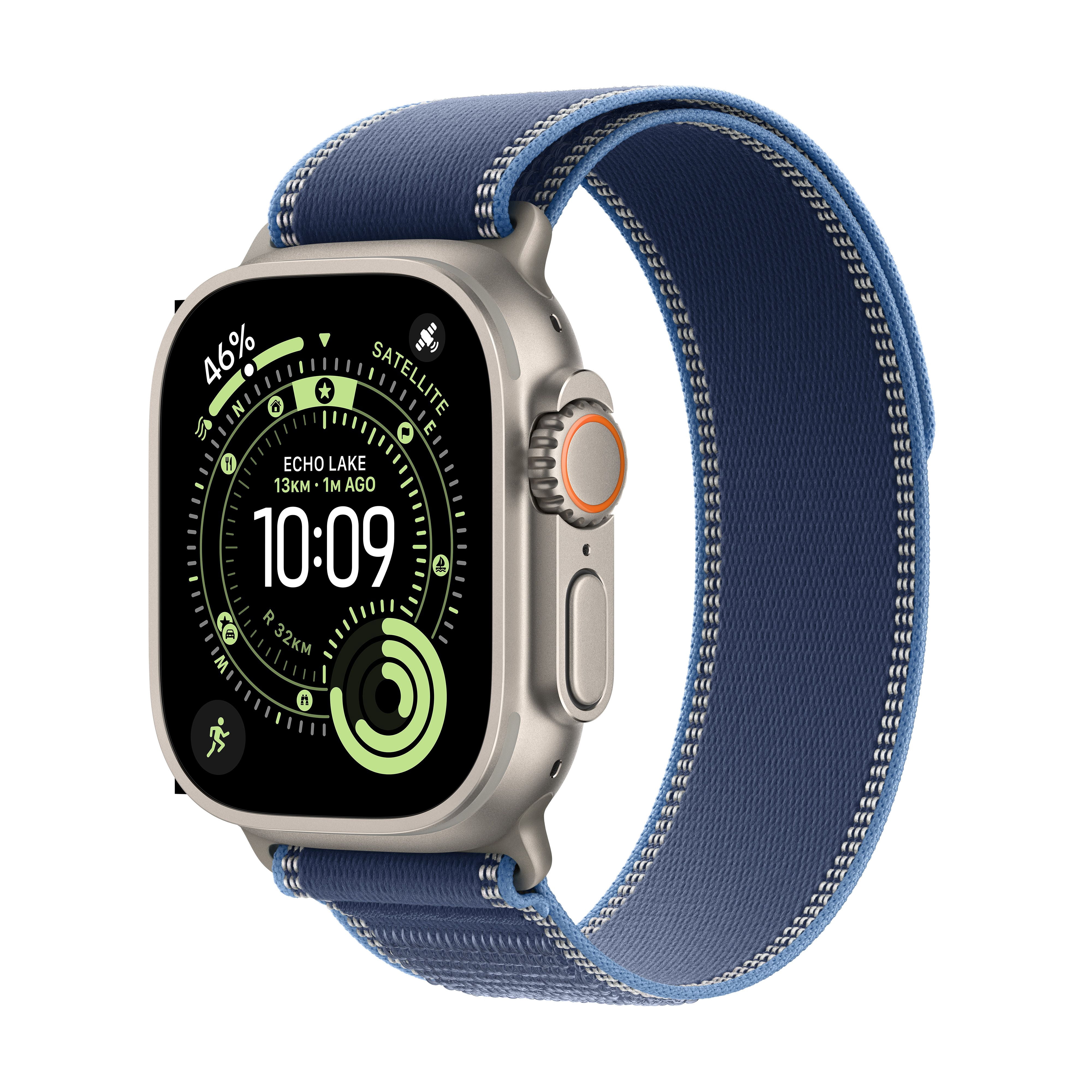Apple Watch Ultra 3 GPS + Cellular 49mm Natural Titanium Case with Bright Blue Trail Loop - S/M