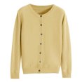 thumbnail image 3 of Cardigan en Tricot Léger pour Femmes à Manches Longues, Cardigan Boutonné, Chandail d'Automne Doux à Col Rond, Boléros, Hauts Jaune, G, 3 of 4