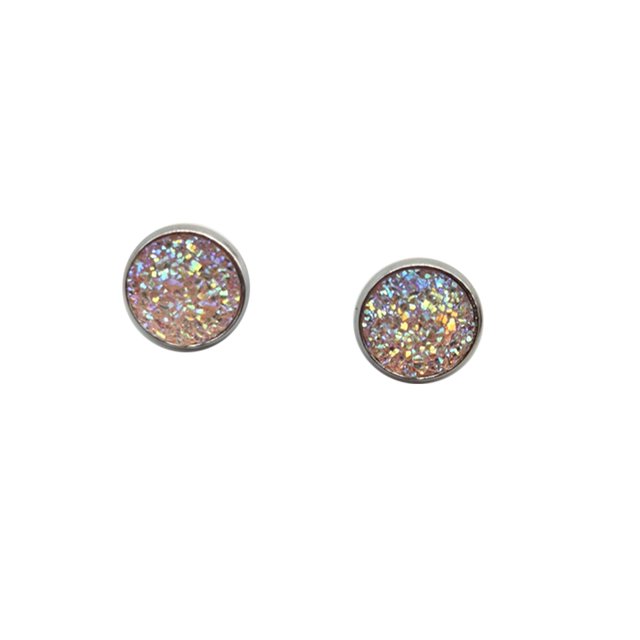 12mm Druzy Boucles d'Oreilles Étoiles Boucles d'Oreilles en Acier Inoxydable Forme Ronde Robustes Étoiles Bohème Percé Bijoux Élégants pour les Femmes Filles Type27 27