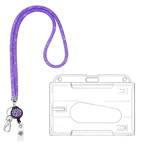 Cosmug Bling Crystal Rhinestone Lanyard Keychain | Sparkly Id Badge Holder for Women & Kids | Adjustable Neck Strap for Keys, Wallet & Cards | Teacher Student Accessory, I