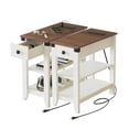 thumbnail image 1 of Vabches Ensemble de 2 Tables d'Appoint, Table d'Appoint Étroite avec Station de Recharge, Table de Nuit Mince avec Tiroir de Rangement, Blanc, 1 of 7