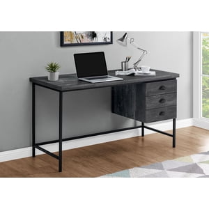 Monarch Specialties Bureau d'ordinateur, Bureau à la maison, Ordinateur portable, Tiroirs de rangement, 55"l, Travail, Métal, Stratifié, Noir, Contemporain, Moderne