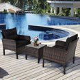 thumbnail image 1 of Costway 3PCS Outdoor Rattan Conversation Set Patio Garden Cushioned Sofa Chair Black, 1 of 9