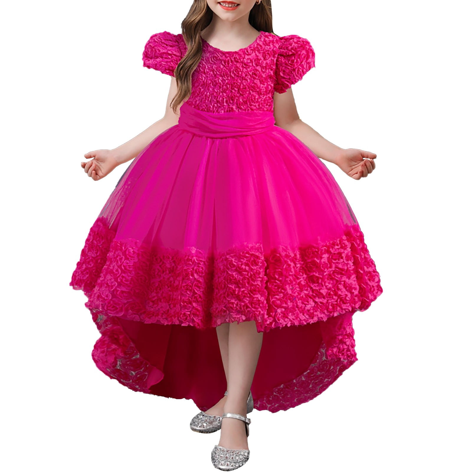 Robes de Cérémonie pour Filles à Manches Bouffantes, Robe de Bal pour Tout-Petits, Robe en Tulle pour Filles, Robe de Concours pour Filles 3-4 Ans