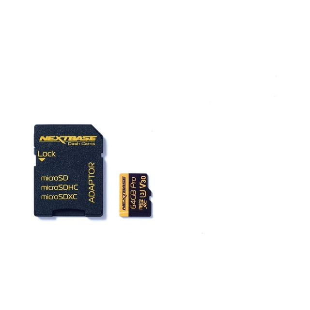 Nextbase 64GB U3 Micro SD Memory Card - with Adapter - Compatible with Nextbase in-Car Dash Cams Series 1 and 2