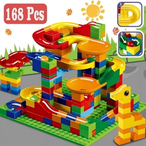 AMERTEER Blocks de construction Classic Big Block Toy Bricks Set Kids Race Track Compatible avec toutes les grandes marques 168 PCS Modèles de piste Jouets de Puzzle Educationnel pour les Garçons Filles Tout-petit Âge 3 4 5 6