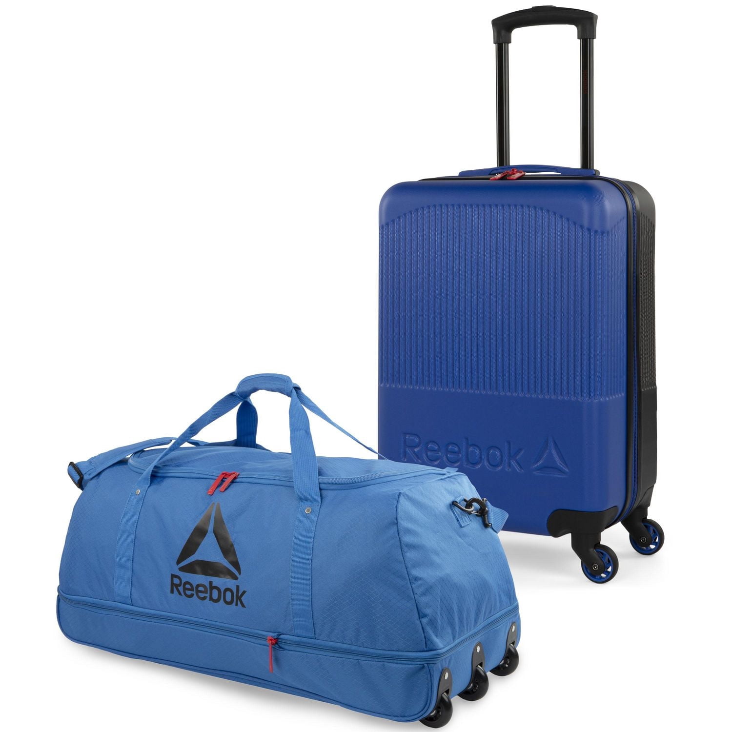 Reebok Hardside Carry-on Luggage, lightweight and resistant ABS/PC hard shell with Packable duffle bag on wheels