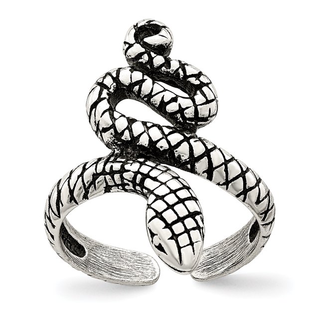 925 Sterling Silver Antiqued Snake Toe Ring
