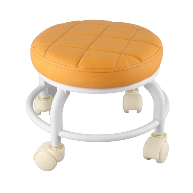 Ottoman Roulant, Tabouret à Roulettes en Mousse Mémoire Résistant aux Taches pour Intérieur Orange, Beige, Couleur Café