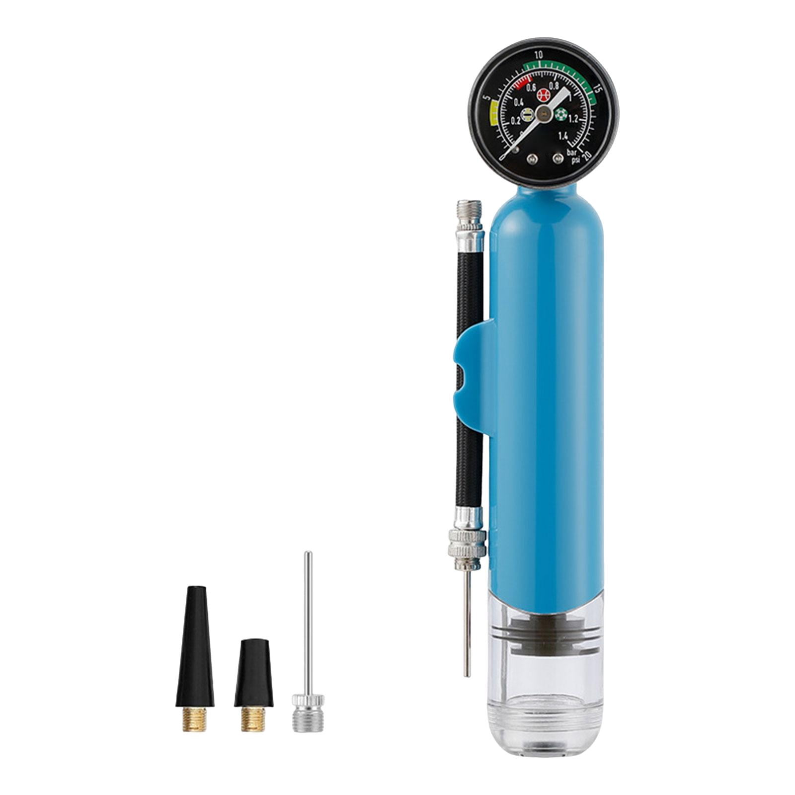 Ball Pump with Pressure Gauge Hand Air Pump Durable Practical Yoga Ball Multipurpose, Lightweight, Portable Basketball Pump Blue