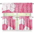 thumbnail image 1 of 3PCS Valentine''s Day Kitchen Window Curtain Set with 36" Length Tiers and Valance Rod Pocket Cafe Curtains Pink Rose Window Curtains Treatment, Home Collection, 1 of 5