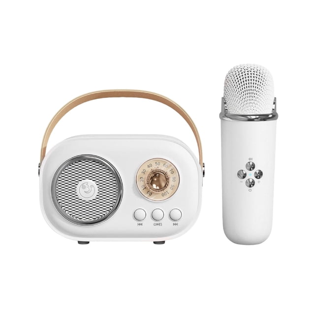 Oefntac Mini Machine de Karaoké Machine de Karaoké pour Enfants et Adultes Mignonne Karaoké avec Ensemble de Microphone Haut-Parleur Bluetooth Portable avec Microphone Style Portatif pour
