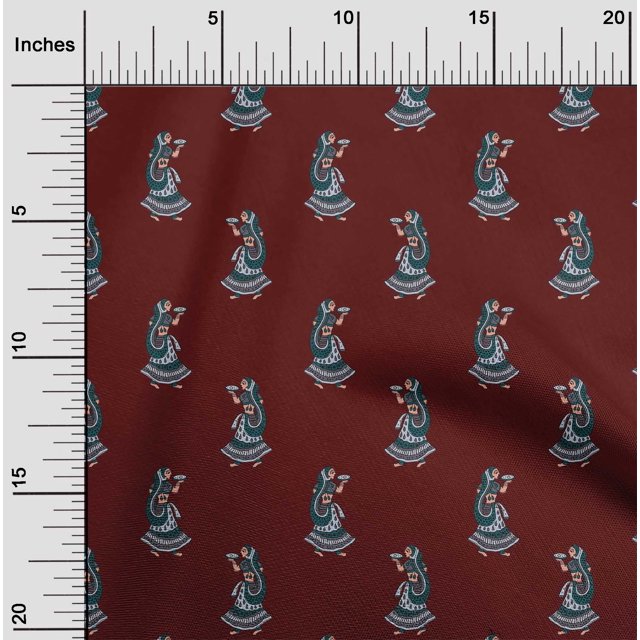 oneOone Silk Tabby Fabric Women Block Print Sewing Fabric BTY 42 Inch Wide