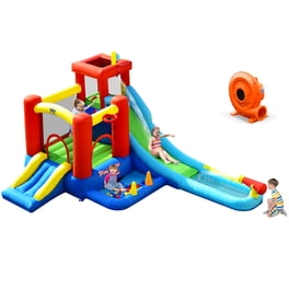 COSTWAY GONFLABLE TOBOGGAN Parc Saut Maison Avec Escalade Mur OP70654