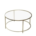 thumbnail image 2 of ViscoLogic Regal Mid-Century Round Clear Glass Coffee Table with Metal Frame, Golden, 2 of 3