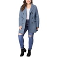 thumbnail image 2 of GRACE & GRANDEUR Women's Plus Peacoat Notched Lapel Double Breasted Mid Length Overcoat, 2 of 6