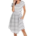 thumbnail image 2 of 2025 Nouvelle Robe Vintage Décontractée à Rayures pour Femmes Enceintes Grande Taille pour Femmes à Manches Courtes Robe d'Allaitement pour Invitées de Mariage Femmes Rayée Multifonctionnelle, 2 of 8