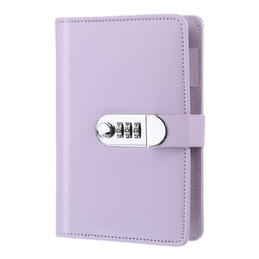 Unique Bargains A6 Diary with Lock , Journal avec Verrou Mignon Journal en Cuir Carnet Journal Carnet Reliure Rechargeable Papier, Violet
