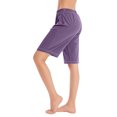 thumbnail image 1 of Plebaso Knee Length Shorts for Women Drawstring Lounge Long Shorts Summer Athletic Shorts with Pockets, 1 of 4