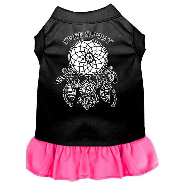 Free Spirit Screen Print Dog Dress Black With Bright Pink Med (12)