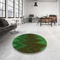 thumbnail image 4 of Ahgly Tapis Rond Lavable en Machine Intérieur Transitionnel Vert Forêt Foncé, 4 Pieds Rond, 4 of 7