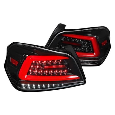 Spec D Tuning LT-WRX15BKLED-SQ-TM Boîtier Noir Brillant Lentille Claire Lumière Arrière LED Séquentielle avec Barre Lumineuse Rouge pour 2015-2018 Subaru WRX