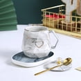 thumbnail image 4 of TanSiDing 2pcs Coffee Mug Warmer Electric Desktop Beverage Warmer Set with Temperature Control, Smart Heating Pad for Tea and Coffee, Fast Heating Ceramic Mug with Lid, Office and Home Use Gift, 4 of 6