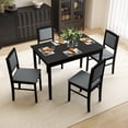 thumbnail image 2 of Costway 5 PCS Dining Table Set for 4 with Rubber Wood Legs Upholstered Seat Padded Backrest Gray, 2 of 10
