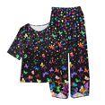 thumbnail image 1 of Chemises à Manches Courtes pour Femmes Mode Dames Imprimé Floral Manches Courtes Coton Lin Ensemble Haut et Pantalon Décontractés Manches Courtes pour Femmes, 1 of 4