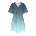 thumbnail image 4 of LOVZFMLL Robe d'Été Décontractée pour Femme à Manches Courtes, Col en V, Boutonnée, Robe de Plage pour Vacances et Voyages avec Poches, Vert Menthe, 3TG, 4 of 9