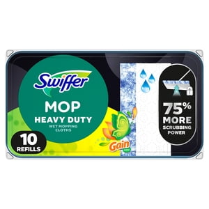Swiffer Heavy Duty Mop Wet Multi-Surface Cloth Refills for Floor Mopping and Cleaning, Gain Scent, 10 Count