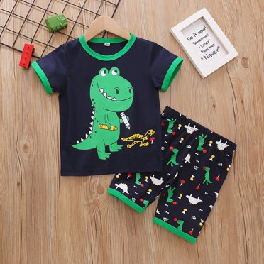 LSLJS Toddler Baby Boys Cartoon Dinosaur Printed Tops +Dinosaur Printed Shorts Outfit