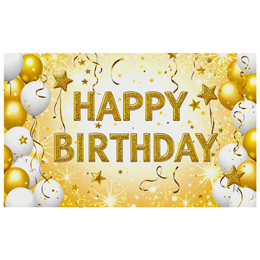 Bannière d'Anniversaire « Happy Birthday » Étoile Dorée Scintillante Toile de Fond Arrière-Plan Fournitures de Fête Décoration d'Anniversaire Accessoires de Photographie Décorations de Fête d'Anniversaire à Thème Ballon