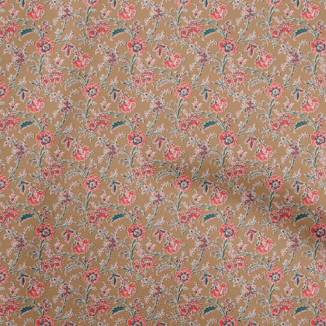 oneOone Rayon Tawny Brown Fabric Floral Craft Projects Decor Fabric Printed By The Yard 56 Inch Wide