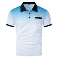 thumbnail image 4 of Male Spring and Summer Men T Shirts V Neck Pack Breathable Short Sleeve T Mens Short Sleeve Shirt Solid Color Button Rams T Shirt Lapel Pocket Bottoming Shirt, 4 of 9