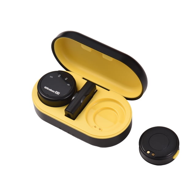 Graflsoa Microphone Sans Fil Magnétique à Pince 2,4 g avec Étui de Chargement Affiché Ouvert, Présentant un Intérieur Jaune avec des Fentes pour Deux microphones et un Récepteur. un Microphone Séparé Est Placé à Côté de l'Étui, Soulignant Sa Portabilité et la Conception à Pince Magnétique. Équipé d'Une Réduction de Bruit Intelligente et d'Une Faible Latence de 29 Ms, Ce Microphone Est Idéal pour la Diffusion en Continu mobile, l'Enregistrement Vidéo et la Diffusion en Direct.