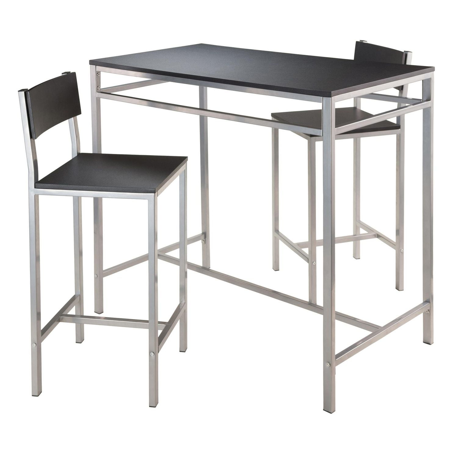 Table haute Hanley 3 pièces avec 2 tabourets à dossier haut de Winsome - 93336