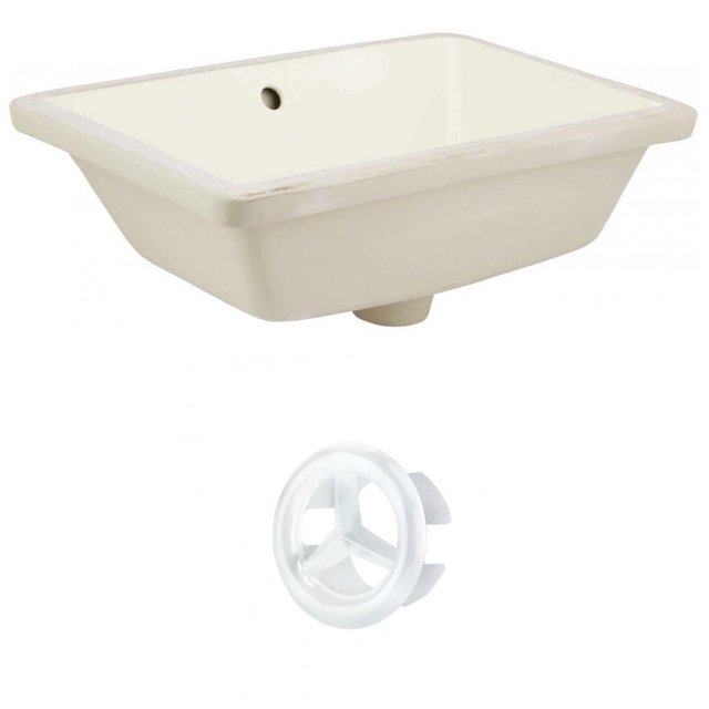 18,25 pouces Ensemble d'évier W Rectangle Undermount en biscuit - Quincaillerie blanche AI-20439